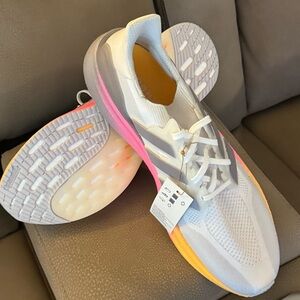Adidas Men's White and Pink Athletic Shoes